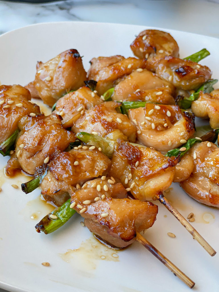 chicken yakitori with a sweet and savory sauce skewers