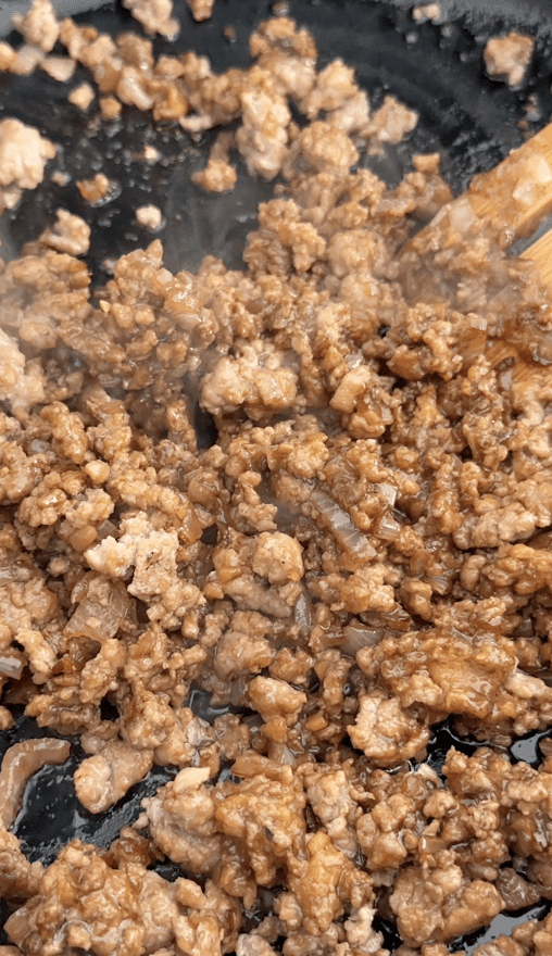 ground pork with shallots, garlic and more