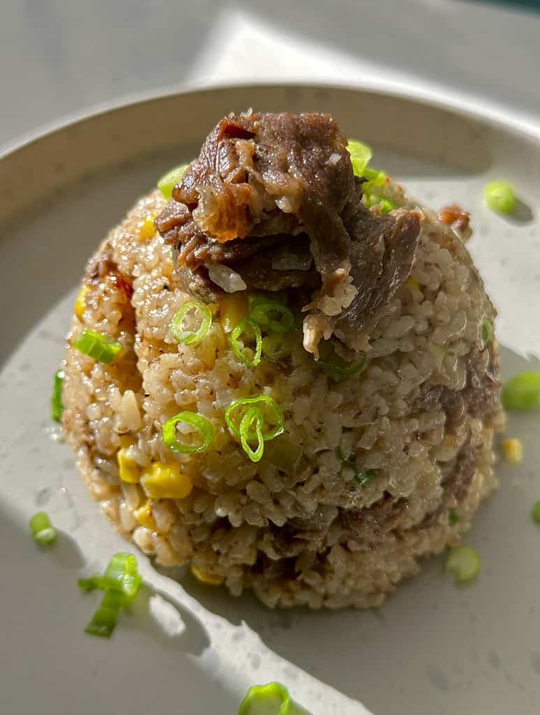 beef corn rice and green onions pepper lunch inspired